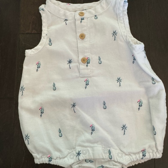 Janie and Jack White Palm Print Romper - Picture 2 of 3